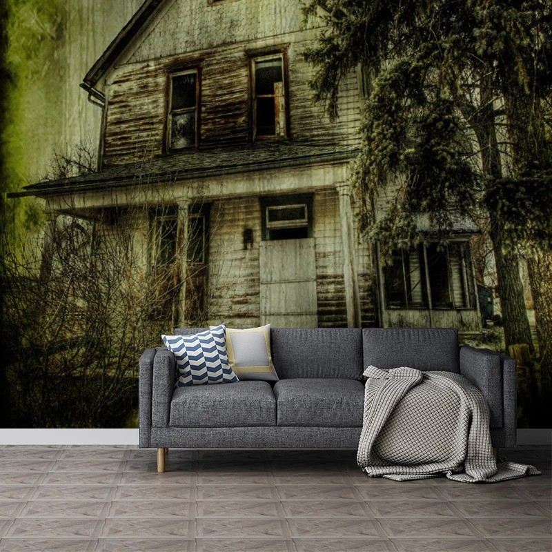 Grüne Vintage-Wandkunst, personalisierte Größe, Villa-Wandbild für die Dekoration von Cafés Clearhalo