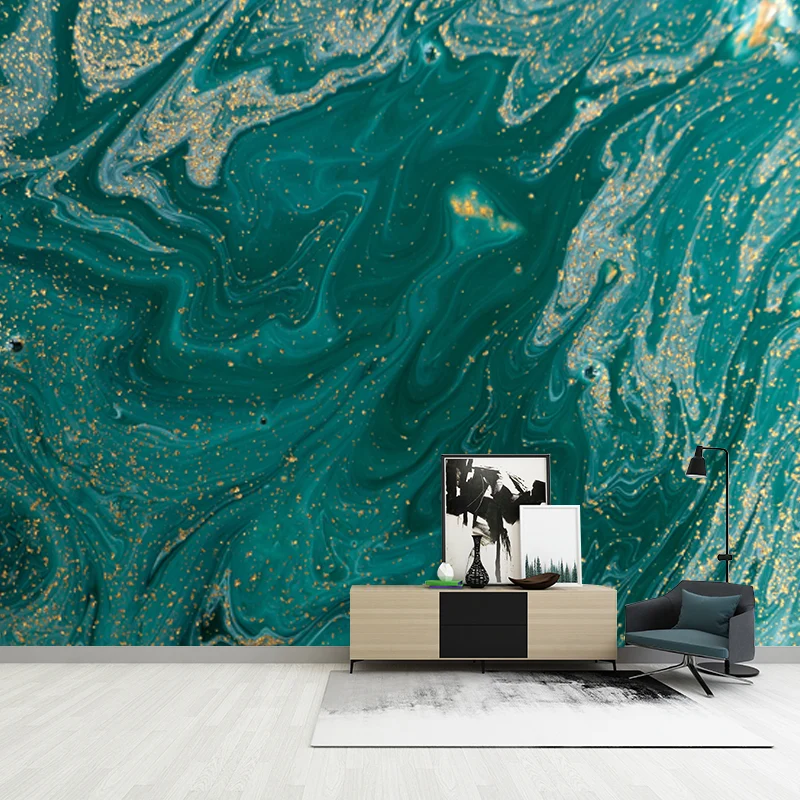 Grüne Wellen-Wandverkleidung, wasserabweisende Wandkunst für den Flur, individuell bedruckt Clearhalo
