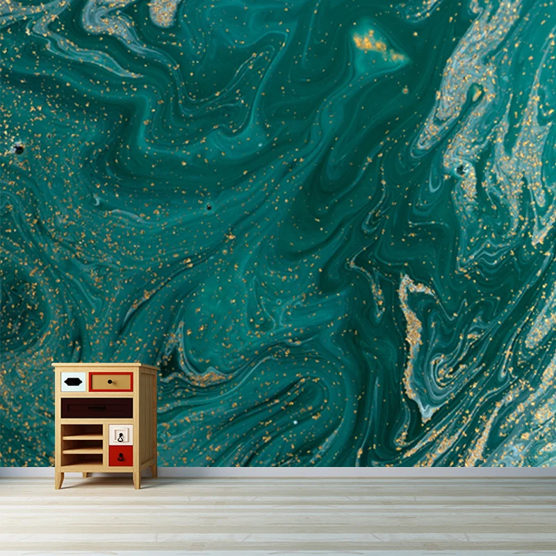 Grüne Wellen-Wandverkleidung, wasserabweisende Wandkunst für den Flur, individuell bedruckt Clearhalo