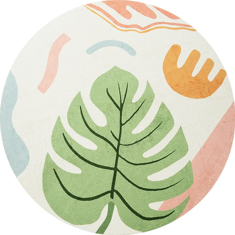 Grüner tropischer Teppich aus Polyester mit botanischem Muster, waschbarer, haustierfreundlicher, rutschfester Teppich zum...