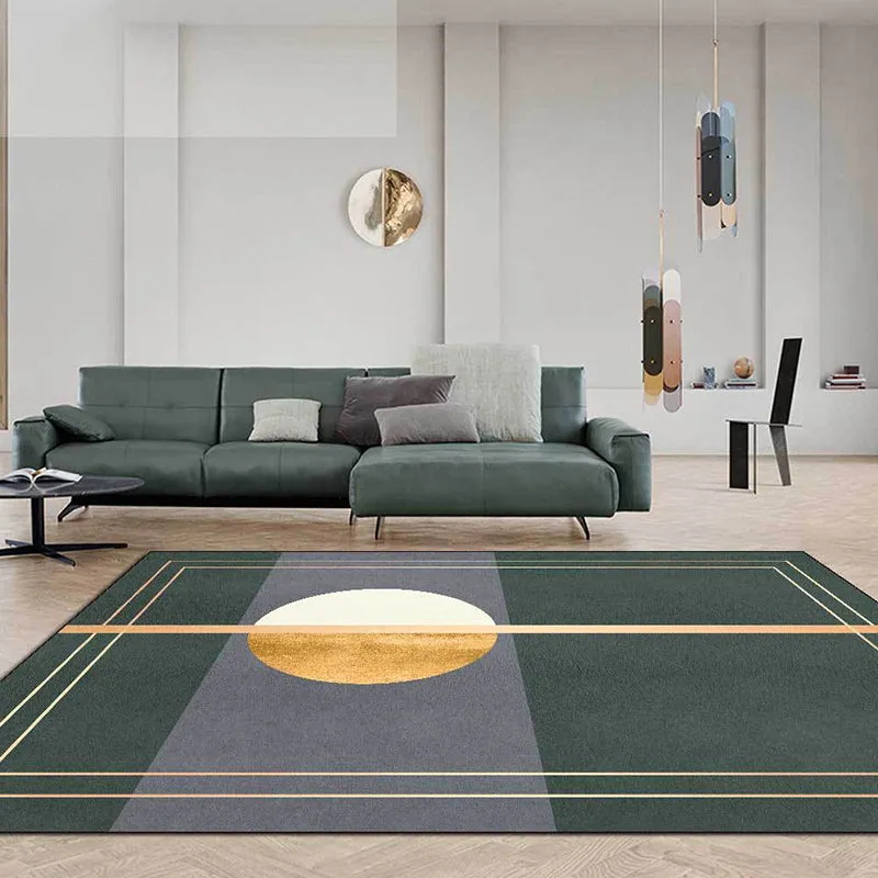Grüner und grauer Neuheitsteppich, abstrakter Polyester-Teppich, waschbarer, rutschfester Teppich für das Wohnzimmer Clear...