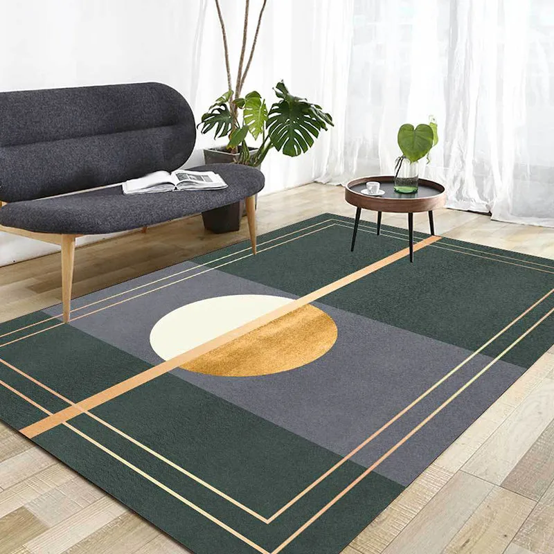 Grüner und grauer Neuheitsteppich, abstrakter Polyester-Teppich, waschbarer, rutschfester Teppich für das Wohnzimmer Clear...