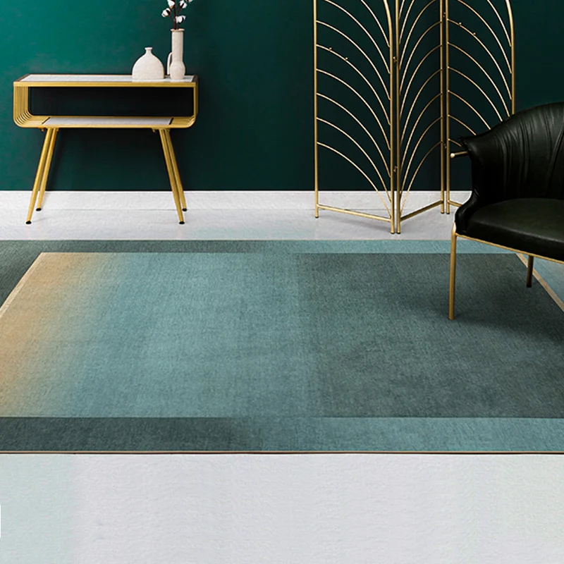 Grüner Wohnzimmerteppich, moderner Teppich mit Ombre-Muster, rutschfeste Chenille-Rückseite, haustierfreundlicher Teppich...