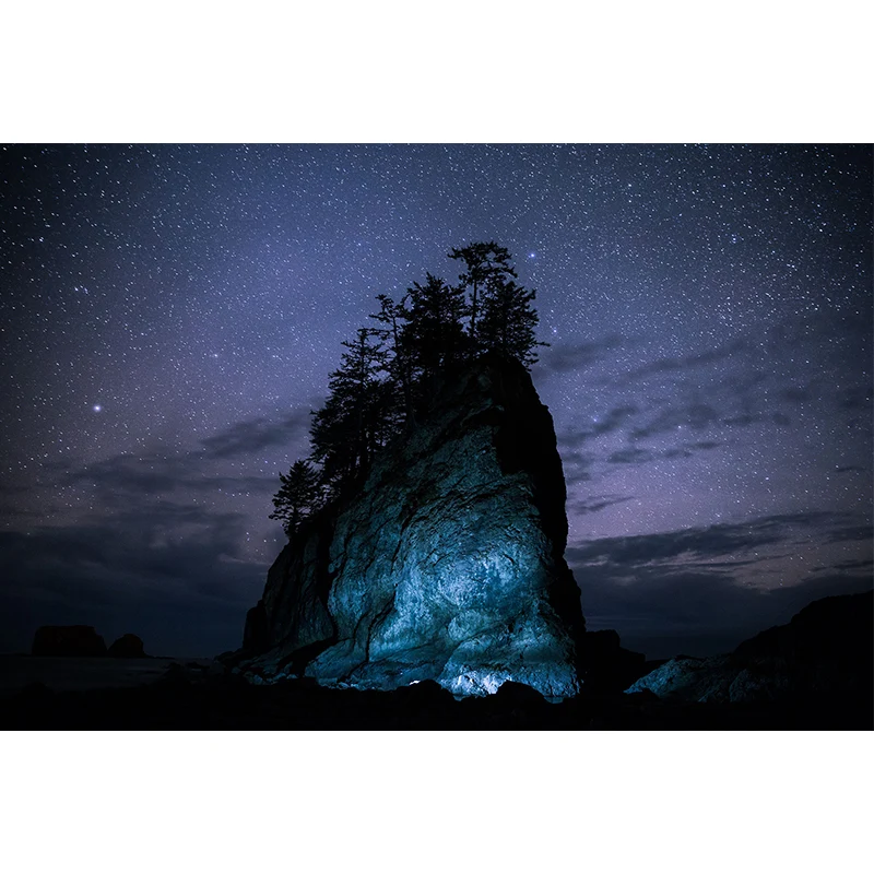 Große Sternenhimmel-Wandtapete, modernes Lonely Mountain-Wanddekor Blau-Lila Clearhalo