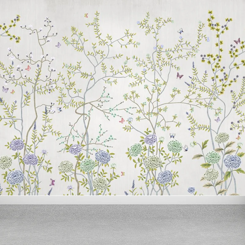 Großes Blumenfeld-Tapeten-Wandbild für Heimpflanzen-Wandkunst Grün, feuchtigkeitsbeständig Clearhalo