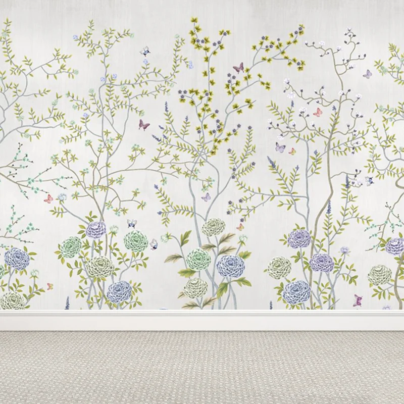 Großes Blumenfeld-Tapeten-Wandbild für Heimpflanzen-Wandkunst Grün, feuchtigkeitsbeständig Clearhalo