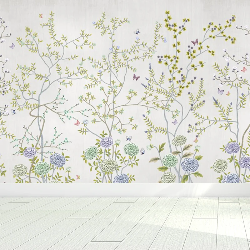 Großes Blumenfeld-Tapeten-Wandbild für Heimpflanzen-Wandkunst Grün, feuchtigkeitsbeständig Clearhalo