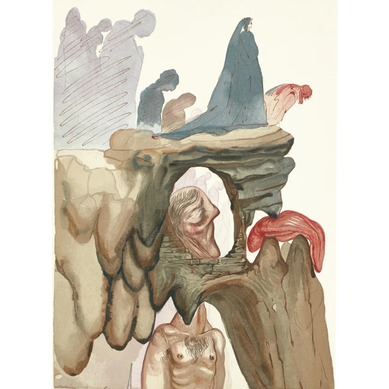 Großes christliches Wandbild, surrealistisch, inspirierend, Wanddekoration „Beten auf der Klippe“ Blau Clearhalo