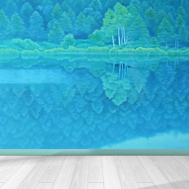 Großes, pflanzliches Wandbild, moderne, entspannende Blumenwandverkleidung Türkis Clearhalo