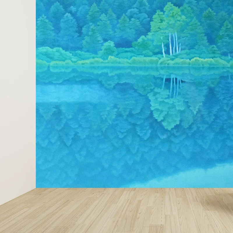 Großes, pflanzliches Wandbild, moderne, entspannende Blumenwandverkleidung Türkis Clearhalo