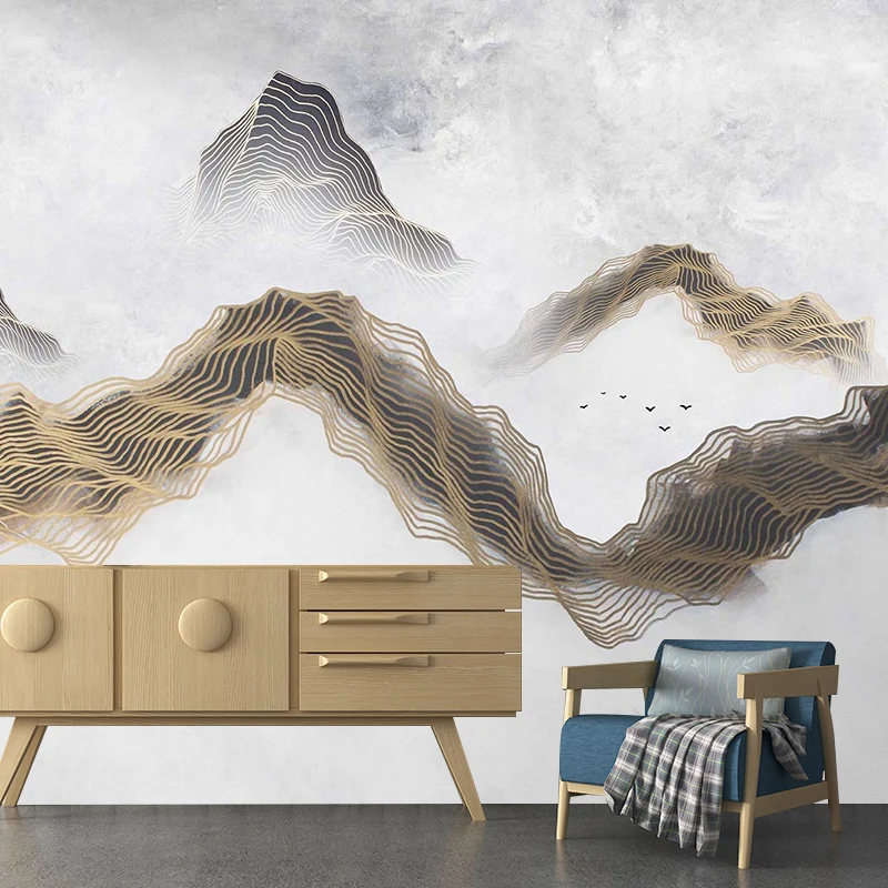 Illustration Berg und Wolke Wandbild Extra große Wanddekoration für Wohnzimmer, personalisierte Größe verfügbar Clearhalo