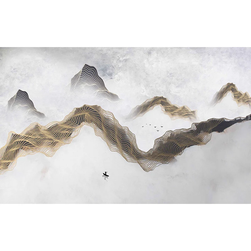 Illustration Berg und Wolke Wandbild Extra große Wanddekoration für Wohnzimmer, personalisierte Größe verfügbar Clearhalo