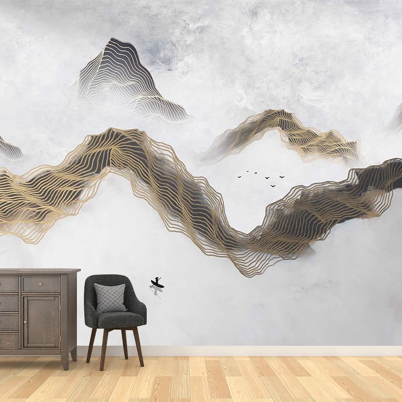 Illustration Berg und Wolke Wandbild Extra große Wanddekoration für Wohnzimmer, personalisierte Größe verfügbar Clearhalo