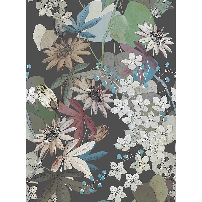 Illustration Blüten und Blätter Wandbild Extra großes Wanddekor für Akzentwand, maßgeschneidert Clearhalo