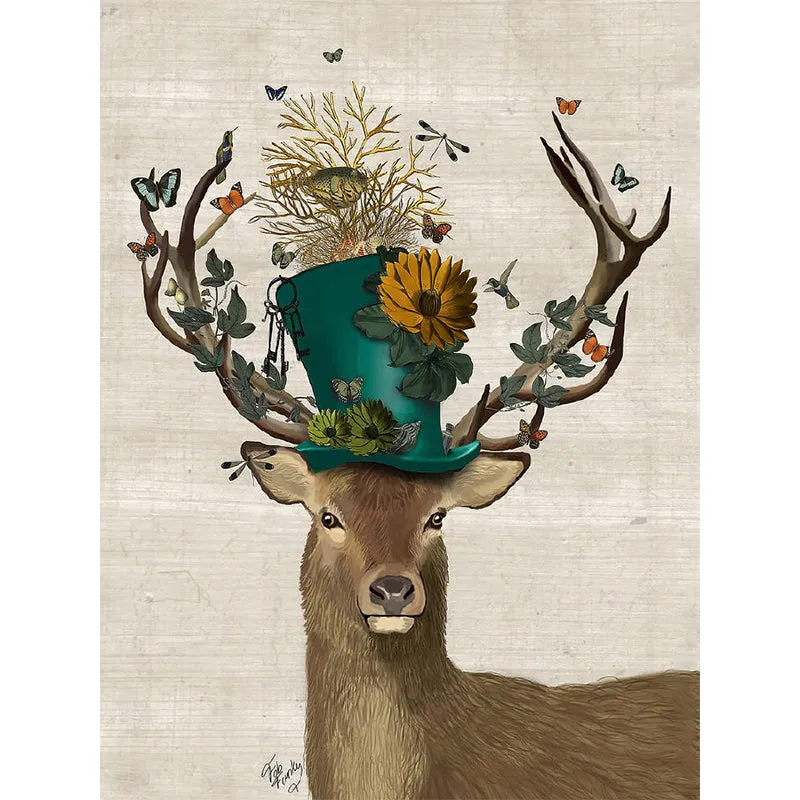 Illustration Deer Gentleman Murals Große Wandverkleidung für Wohnzimmer, nach Maß gefertigt Clearhalo