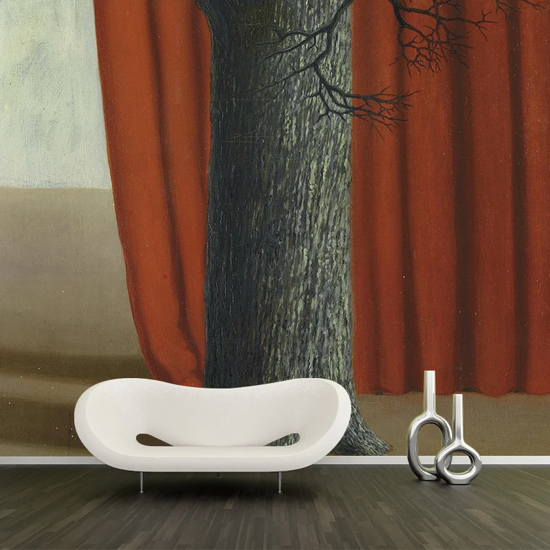 Illustration eines kahlen Baumes, Wandtapete für Schlafzimmer, Rot-Grau, nach Maß gefertigt Clearhalo