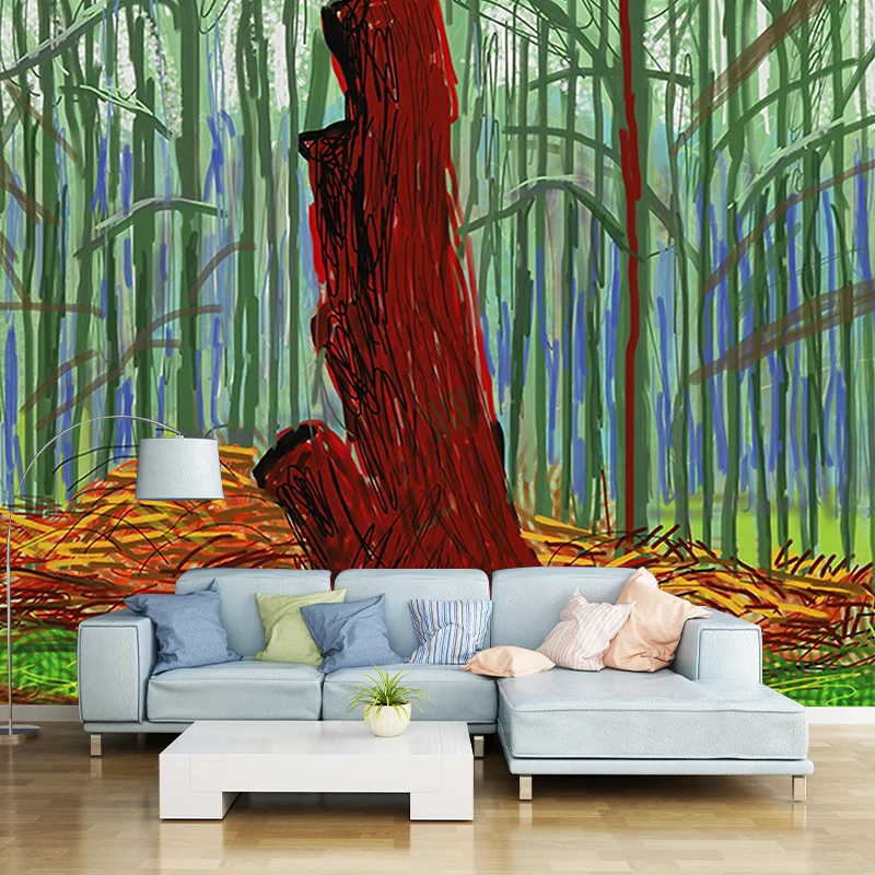 Illustration Holzstamm Wandaufkleber für Home Gallery, Orange-Grün, individuelle Größe Clearhalo