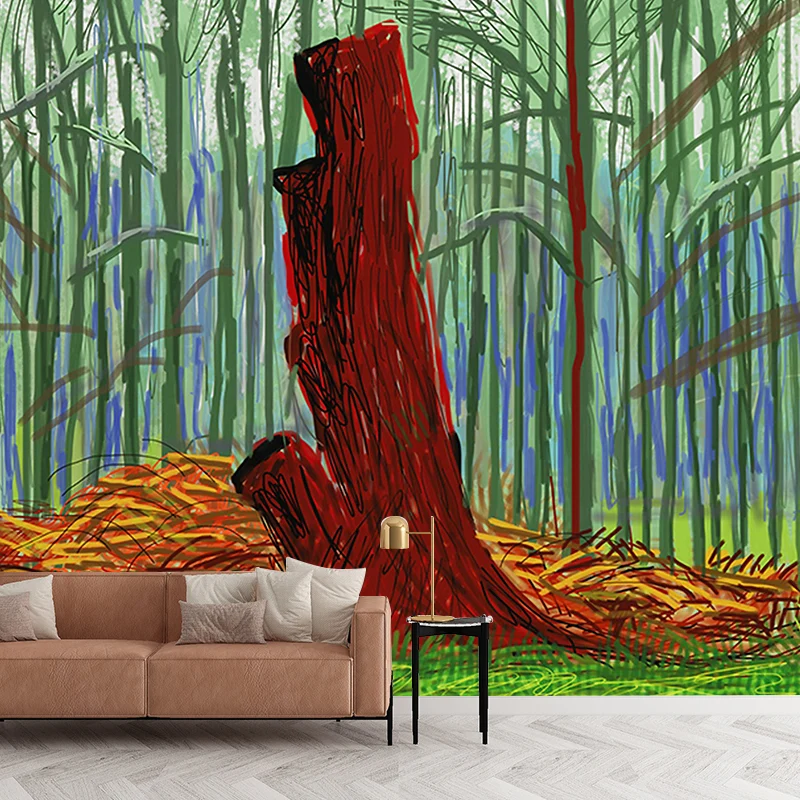 Illustration Holzstamm Wandaufkleber für Home Gallery, Orange-Grün, individuelle Größe Clearhalo