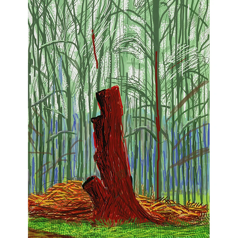 Illustration Holzstamm Wandaufkleber für Home Gallery, Orange-Grün, individuelle Größe Clearhalo