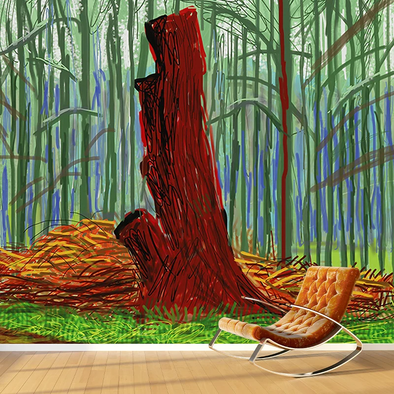 Illustration Holzstamm Wandaufkleber für Home Gallery, Orange-Grün, individuelle Größe Clearhalo
