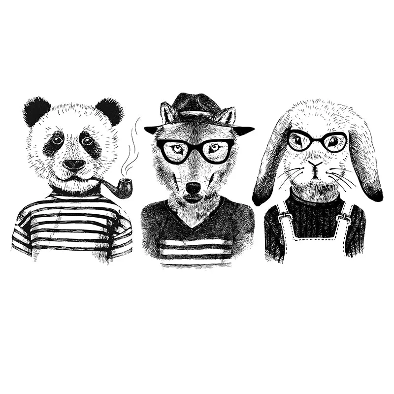Illustration Tierporträt Wandtapete Große Wandkunst für Jungenschlafzimmer, individueller Druck Clearhalo