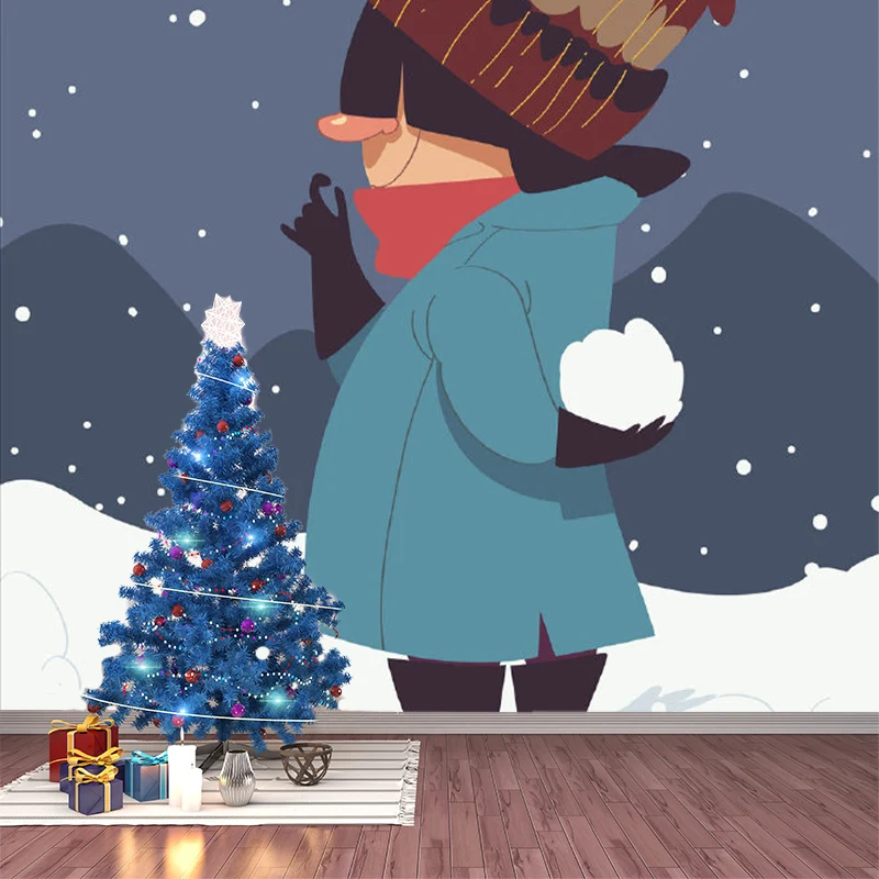 Illustration-Schneeballspiel-Wandbilder für Kinderzimmer, Grau und Grün, nach Maß gefertigt Clearhalo
