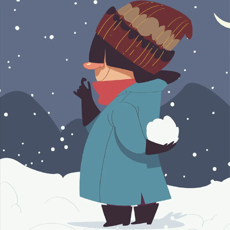 Illustration-Schneeballspiel-Wandbilder für Kinderzimmer, Grau und Grün, nach Maß gefertigt Clearhalo