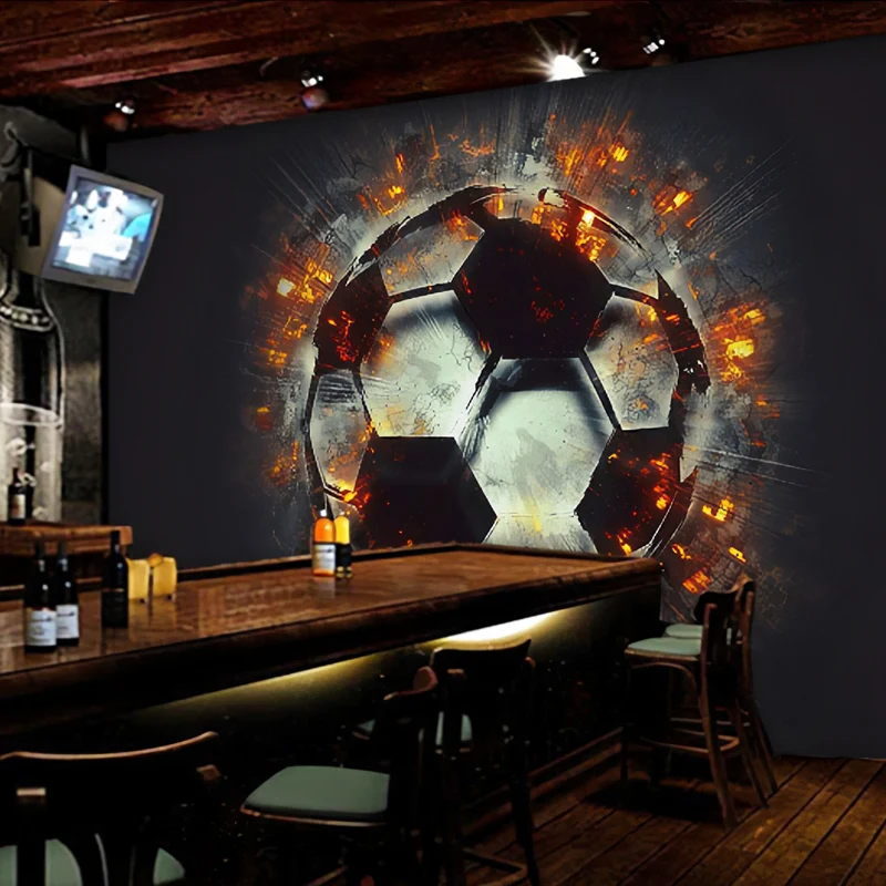 Illustrations-Fußball-Wandverkleidung als Akzent-Wandbild mit Feuermotiv Grau und Rot für die Inneneinrichtung Clearhalo