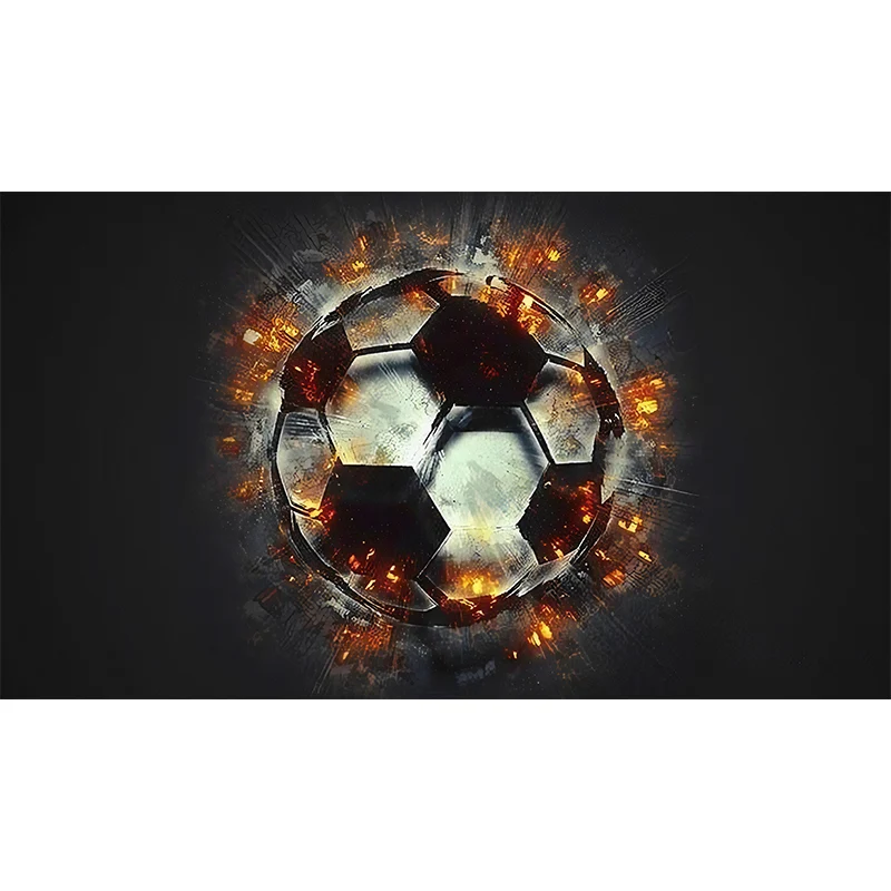 Illustrations-Fußball-Wandverkleidung als Akzent-Wandbild mit Feuermotiv Grau und Rot für die Inneneinrichtung Clearhalo