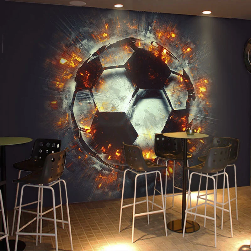 Illustrations-Fußball-Wandverkleidung als Akzent-Wandbild mit Feuermotiv Grau und Rot für die Inneneinrichtung Clearhalo