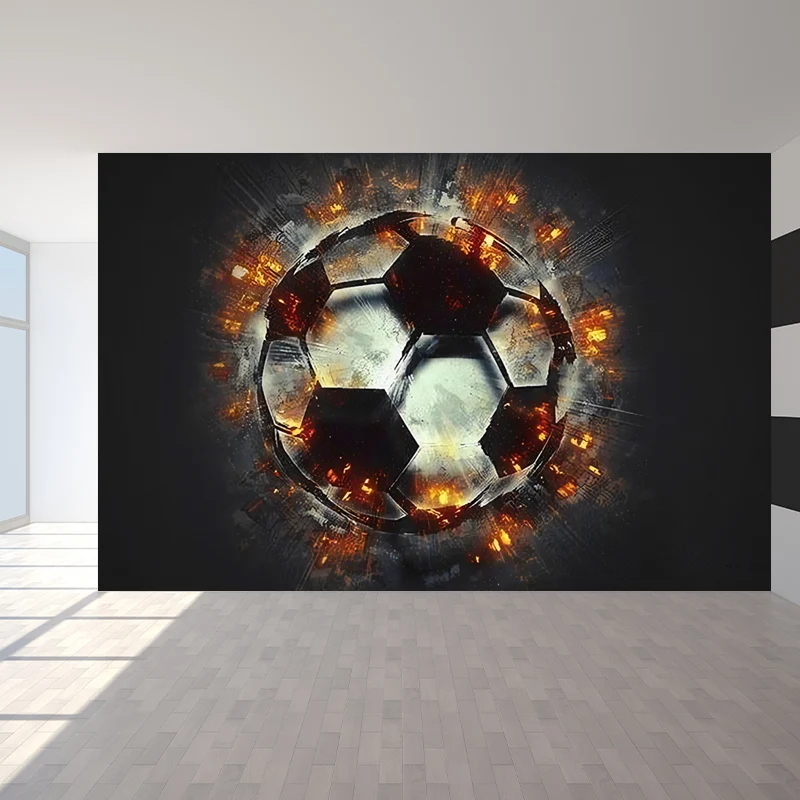 Illustrations-Fußball-Wandverkleidung als Akzent-Wandbild mit Feuermotiv Grau und Rot für die Inneneinrichtung Clearhalo