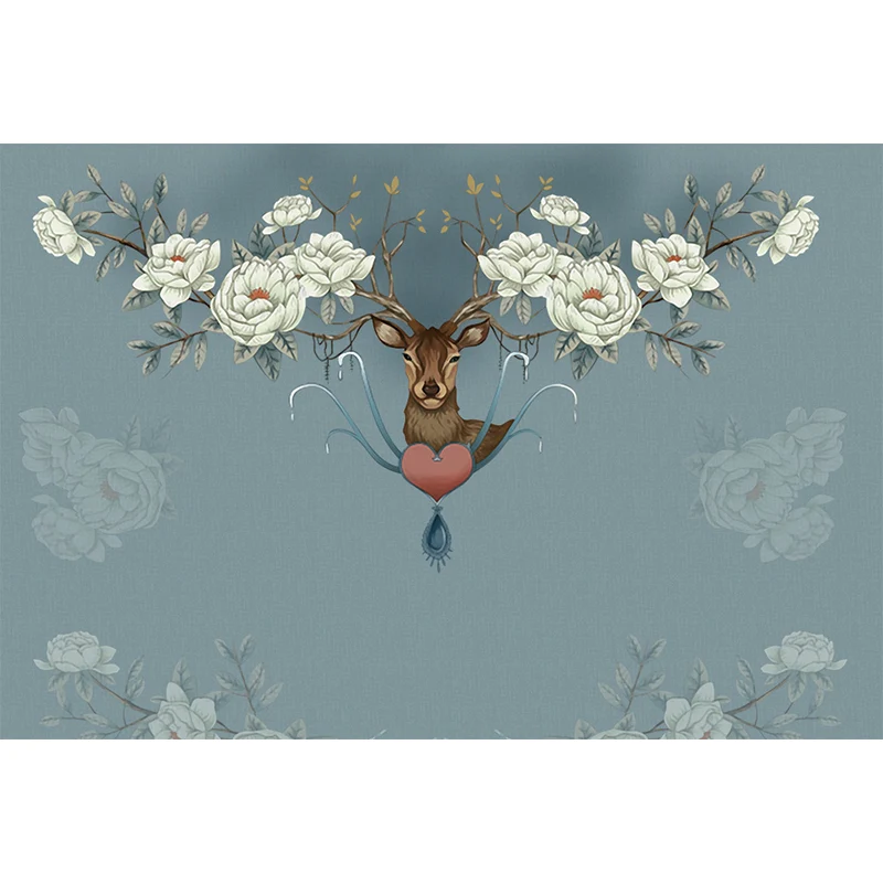 Illustrationsstil-Rentier-Wandbild, riesige Wandverkleidung für das Esszimmer, individuell Clearhalo