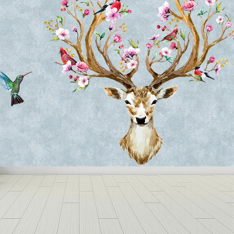 Illustrationsstil-Rentier-Wandbild, riesige Wandverkleidung für das Esszimmer, individuell Clearhalo