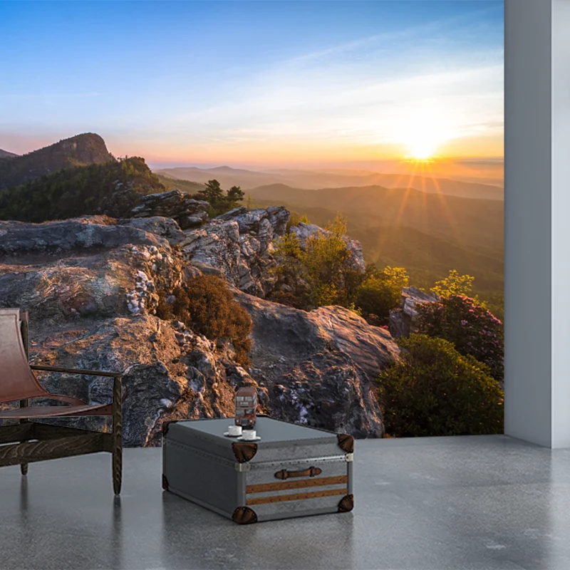 Individueller Fotodruck, modernes Wandbild mit Sonnenaufgangsblick vom Rock Peak-Muster Braun Clearhalo