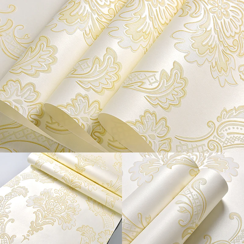 Jacquard-Streifentapete, Vintage-Wandverkleidung aus 3D-geprägtem Stoff sanften Farben Clearhalo