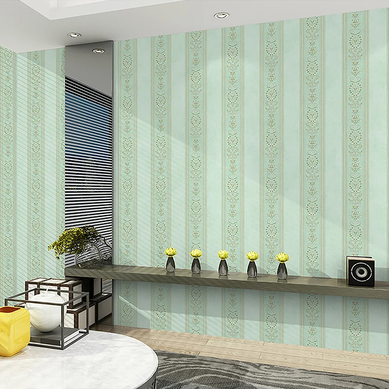 Jacquard-Streifen-Tapetenrolle, bestickte Vintage-Wandverkleidung Pastellfarben Clearhalo