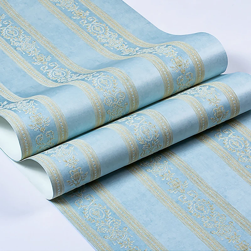 Jacquard-Streifen-Tapetenrolle, bestickte Vintage-Wandverkleidung Pastellfarben Clearhalo