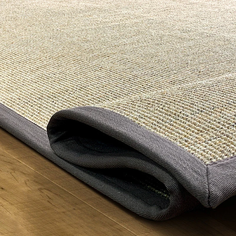 Japanischer einfarbiger Teppich, mehrfarbiger Jute-Teppich, Naturfasern, rutschfester Teppich für das Wohnzimmer Clearhalo