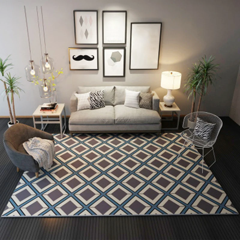 Kaffee-Neuheitsteppich Polyester-Teppich mit geometrischem Muster, waschbarer Teppich für das Wohnzimmer Clearhalo