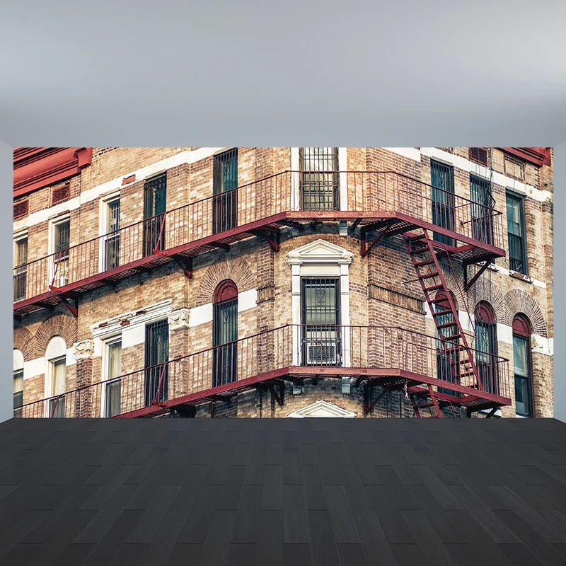 Khakifarbenes, modernes Wandbild, großes Haus mit gerader Treppe, Wandverkleidung für Akzentwände Clearhalo
