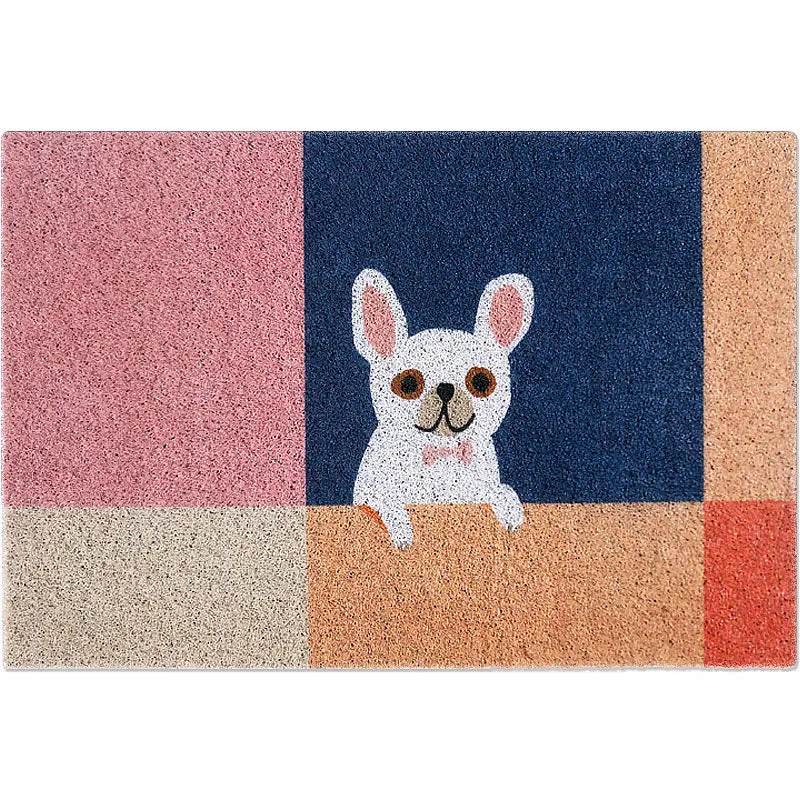 Kinder-Teppich mit Hundemuster, mehrfarbiger Vinyl-Teppich, waschbarer, rutschfester Teppich für die Heimdekoration Clearhalo