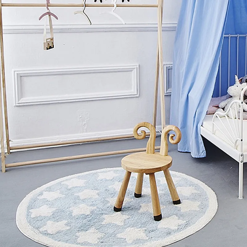Kinderzimmerteppich Blau mit geometrischem Sternenmuster, Polyester, haustierfreundlich, waschbar Clearhalo