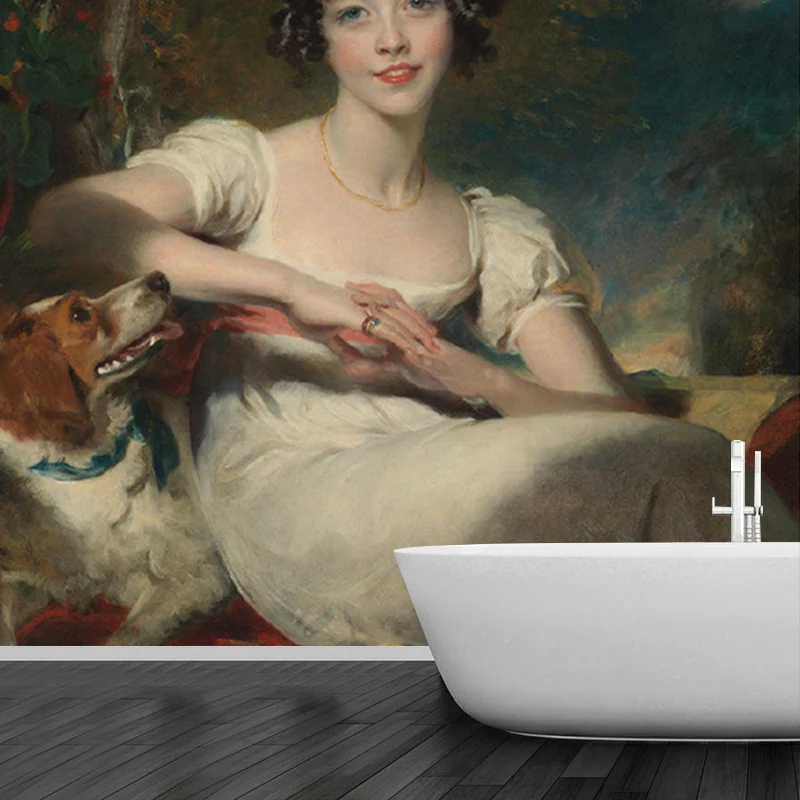 Klassische Wandbilder von Lady Maria Conyngham Weiß und Grau für Schlafzimmer, nach Maß gefertigt Clearhalo