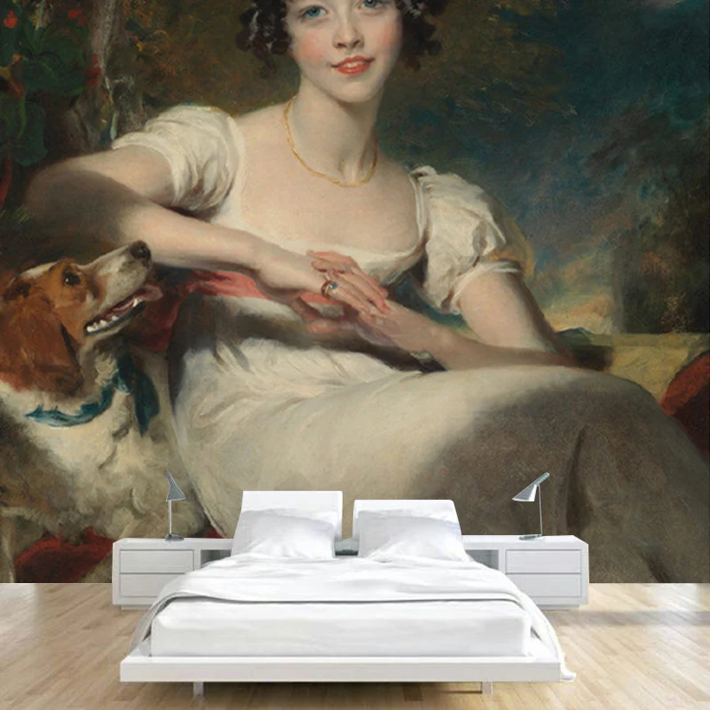 Klassische Wandbilder von Lady Maria Conyngham Weiß und Grau für Schlafzimmer, nach Maß gefertigt Clearhalo