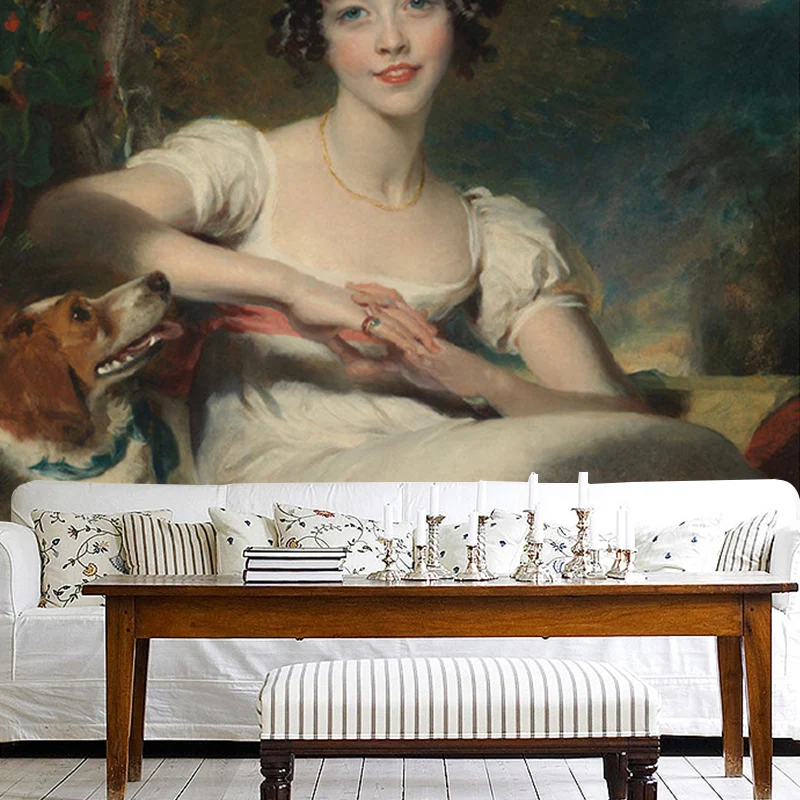 Klassische Wandbilder von Lady Maria Conyngham Weiß und Grau für Schlafzimmer, nach Maß gefertigt Clearhalo