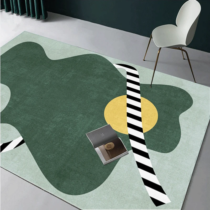 Klassischer mehrfarbiger geometrischer Teppich aus synthetischem Mid-Century-Teppich mit rutschfester Rückseite, schmutzab...