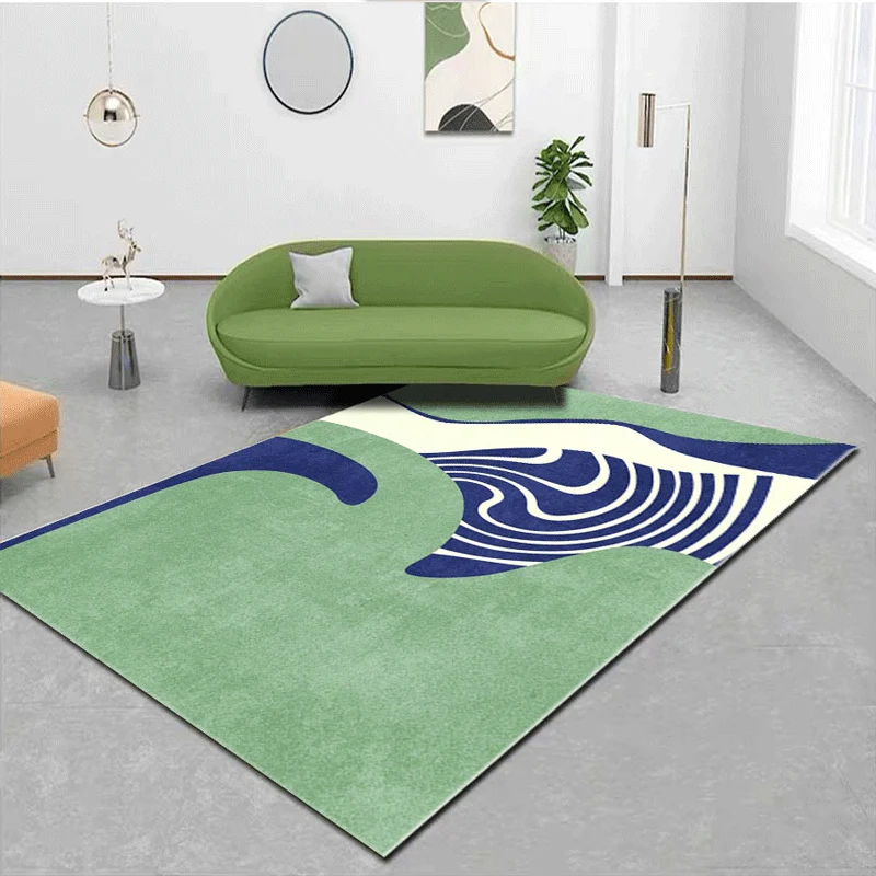 Klassischer mehrfarbiger geometrischer Teppich aus synthetischem Mid-Century-Teppich mit rutschfester Rückseite, schmutzab...
