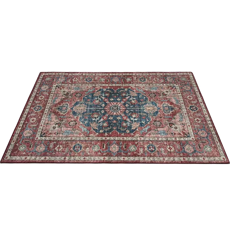 Klassischer mehrfarbiger Perserteppich, Polypropylen-Blumenteppich, waschbarer, schmutzabweisender, rutschfester Teppich f...