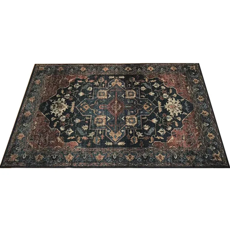 Klassischer mehrfarbiger Perserteppich, Polypropylen-Blumenteppich, waschbarer, schmutzabweisender, rutschfester Teppich f...