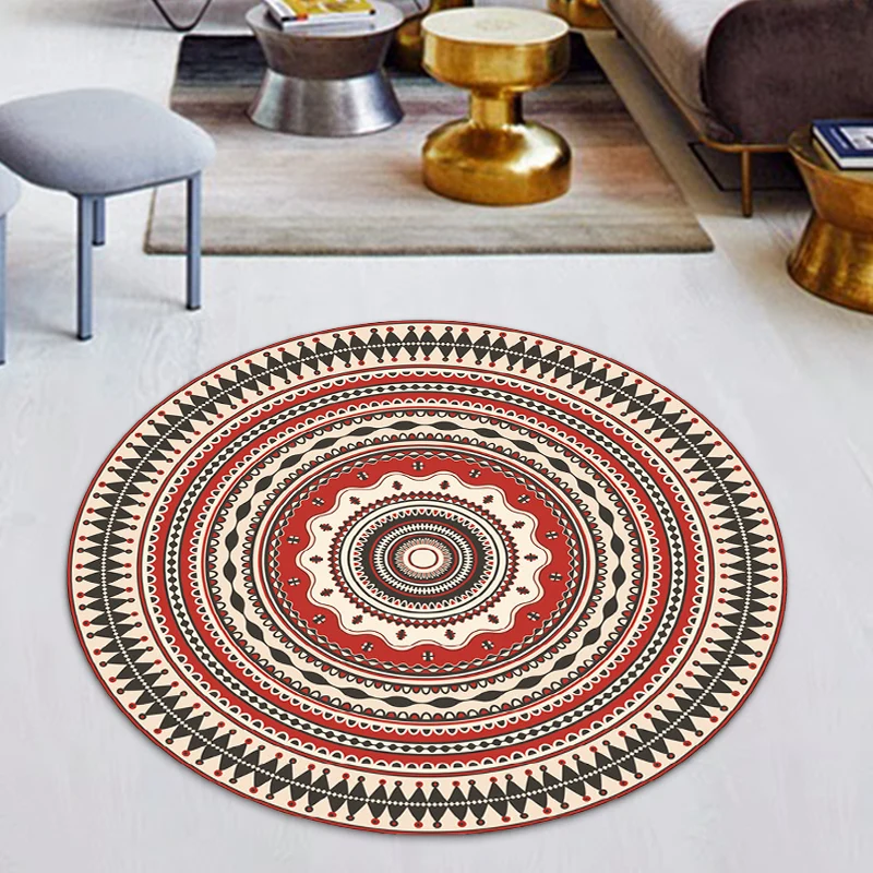 Klassischer roter Südwest-Teppich, Polyester-Stammesteppich, waschbarer Teppich für Schlafzimmer Clearhalo